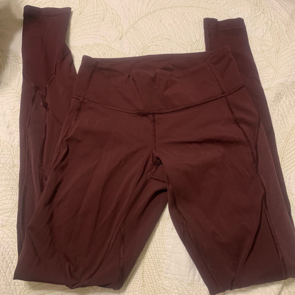 Burgundy lululemon full length leggings